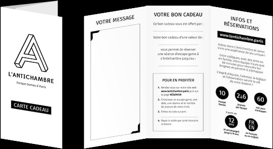 E-Carte cadeau escape game à recevoir par email